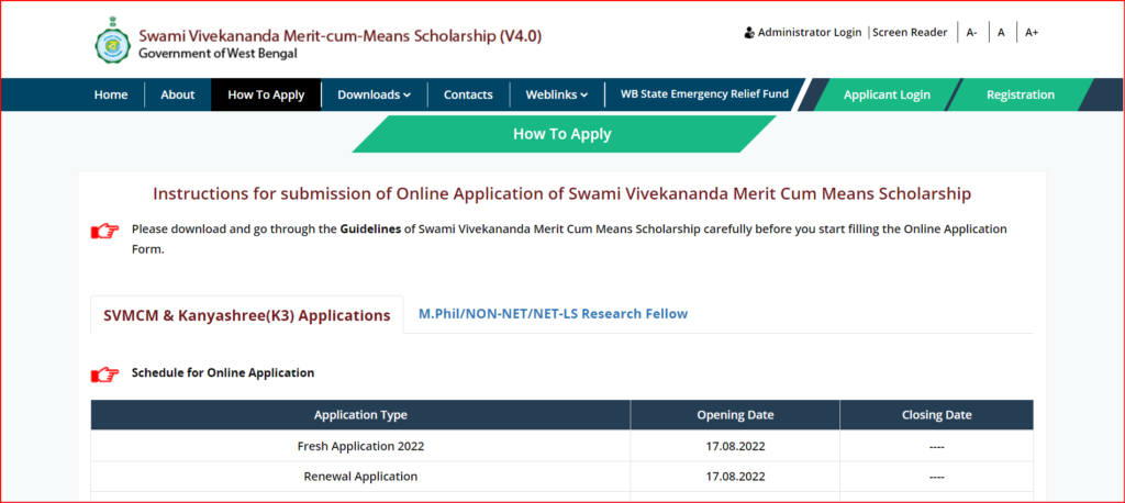 Swami Vivekananda Scholarship Registration